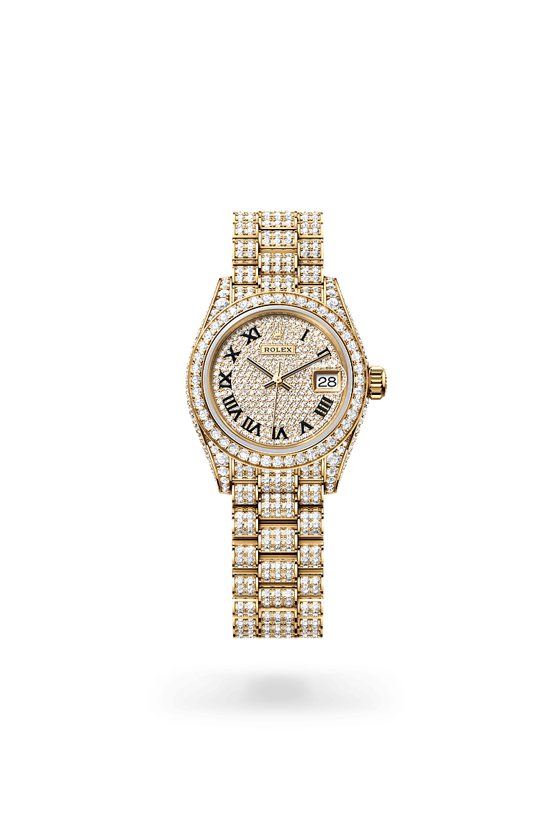 Rolex Lady-Datejust in 18 ct yellow gold with case sides and lugs set with diamonds, M279458RBR-0001 - Cortina Watch Malaysia