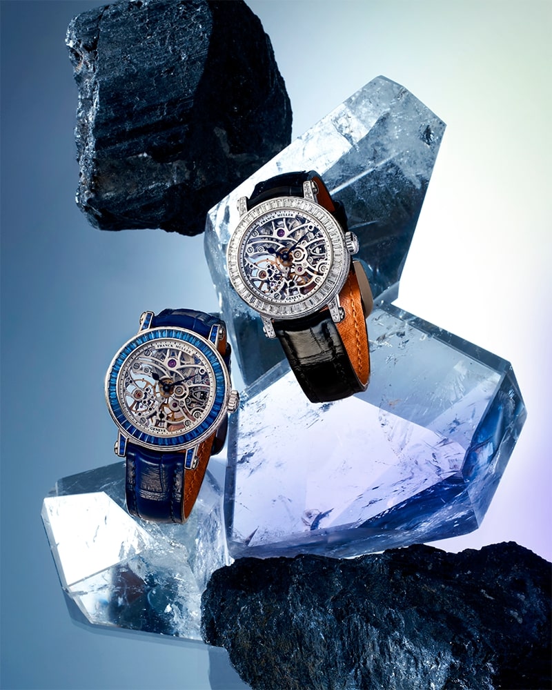 Franck Muller_Round Skeleton Baguette 31 (Sapphire & White Gold with Black)_Cortina Watch