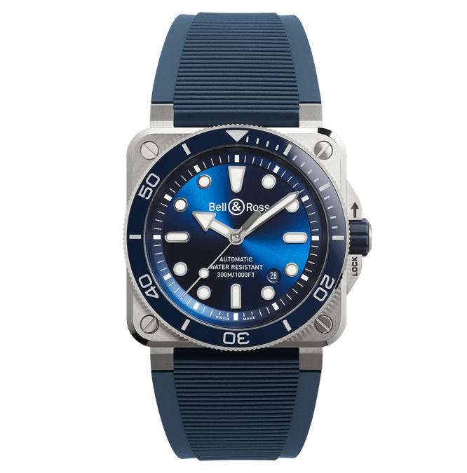 Bell Ross Br 03 Diver Br03a D Blu St Srb Cortina Watch Frontal