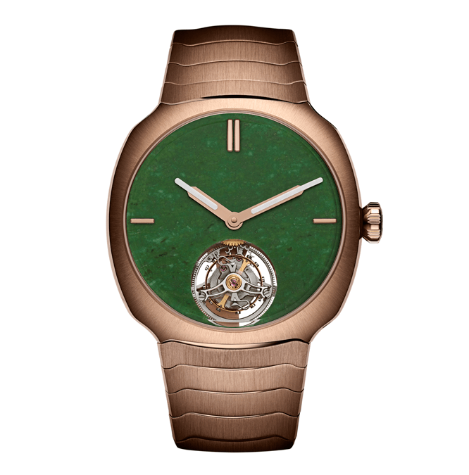 H. Moser Cie. 6804 0406 Streamliner Tourbillon Wyoming Jade Cortina Watch Frontal