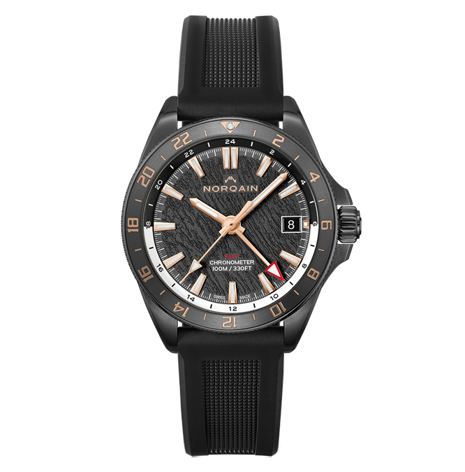 NORQAIN_NEVEREST GMT Glacier Black 41mm (Rubber Strap)_Cortina Watch