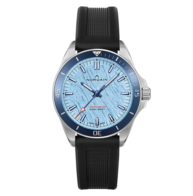 Norqain Neverest Glacier Ice Blue 40mm Rubber Strap Cortina Watch