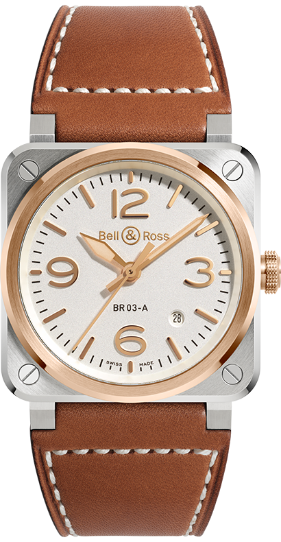 Bell Ross Br 03 White Steel Gold Cortina Watch